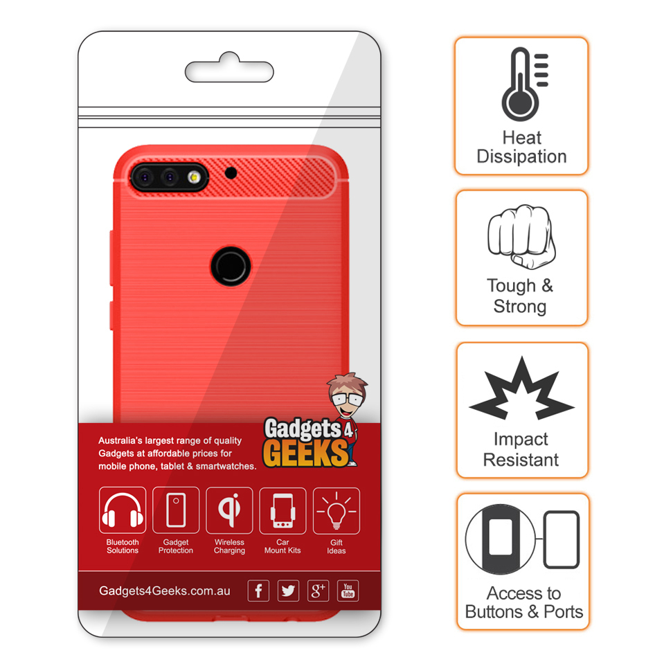 Flexi Slim Carbon Fibre Case For Huawei Nova 2 Lite Red